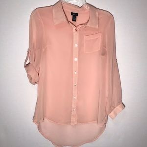 Rue 21 Sheer Light Pink Blouse